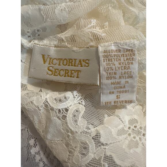 80s Vintage Victoria's Secret Dress Gold Label White Lace Nightgown Slip Dress - Picture 7 of 12